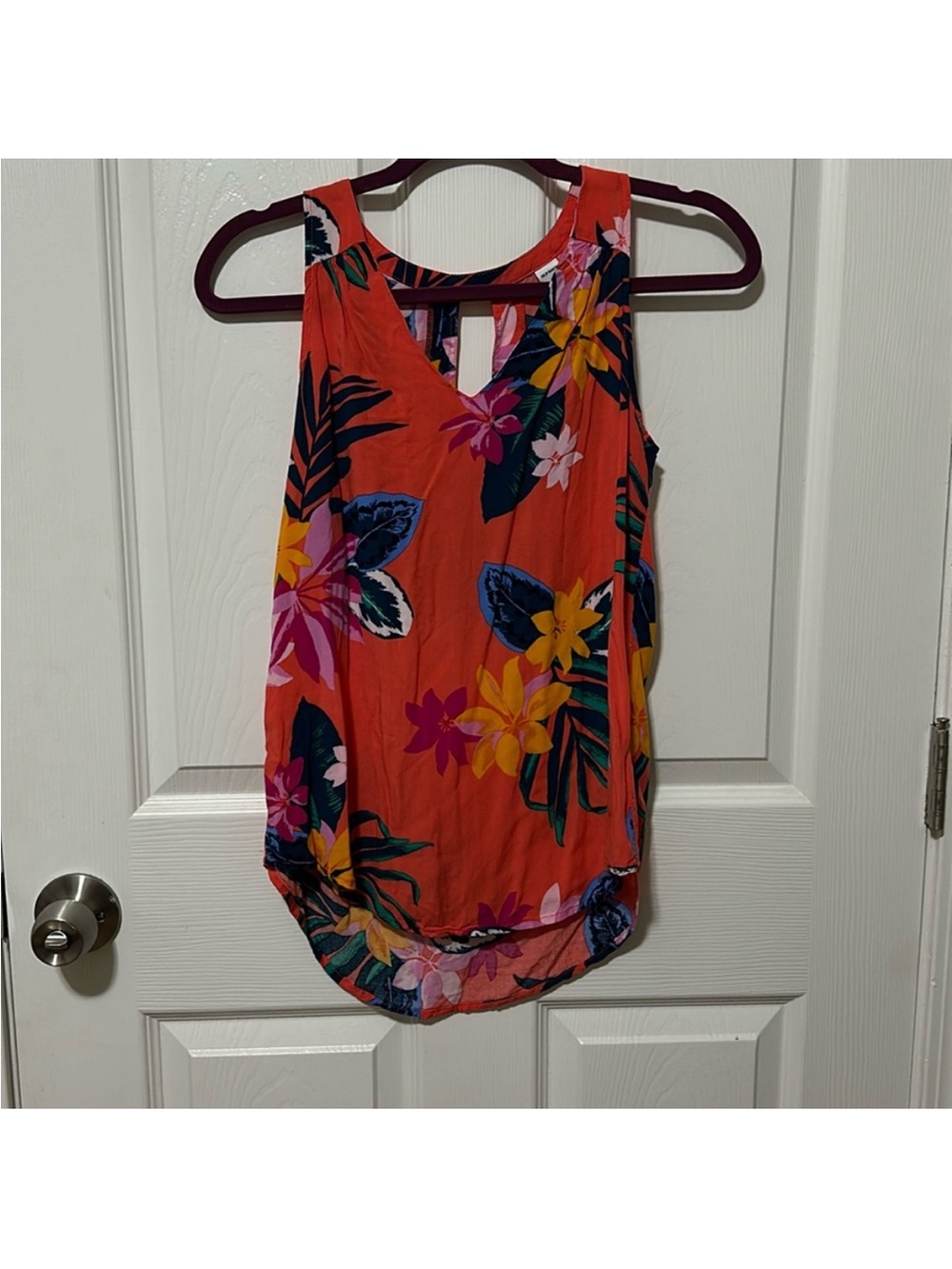Old Navy Coral Tropical Floral Racerback Camisole